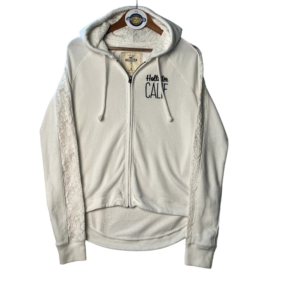 Hollister White Lace Zip-Up Hoodie
